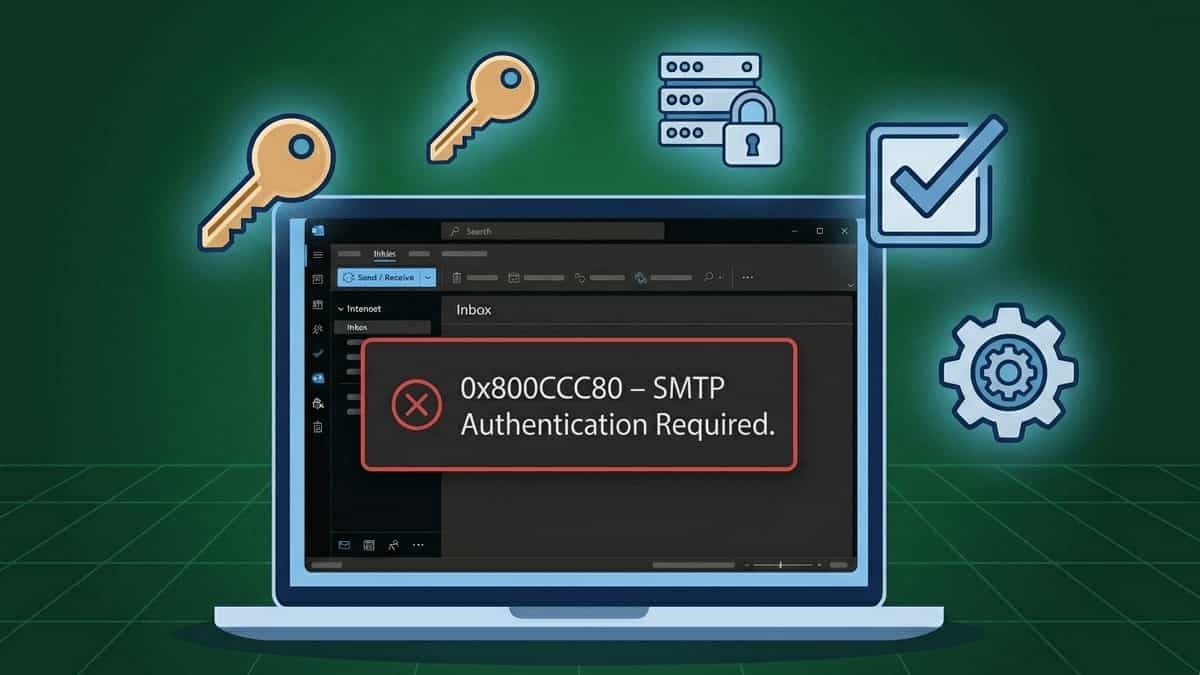 Fix: MS Outlook Error 0x800CCC80 – SMTP Authentication Required