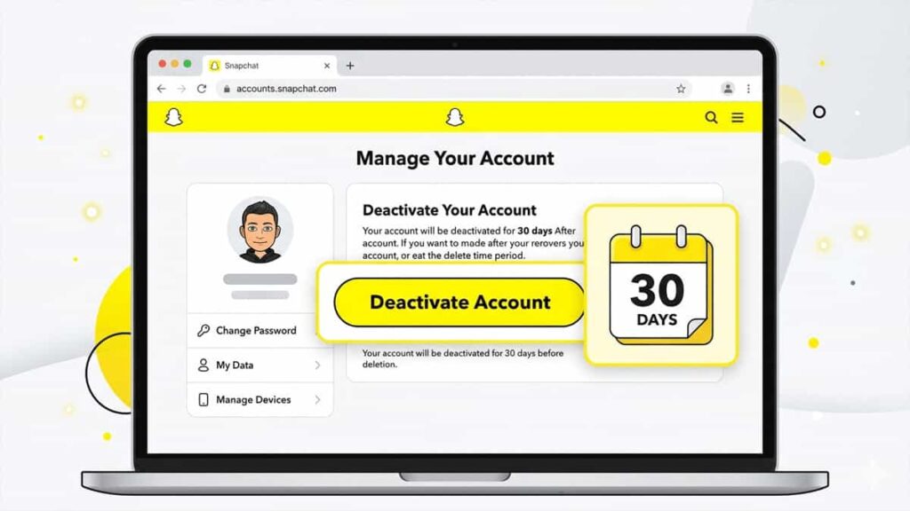 How to deactivate Snapchat using web browser accounts page
