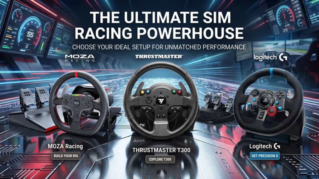 Logitech G923 vs Thrustmaster T300 RS vs Moza R5: Which Mid-Range Sim Racing Wheel Wins?