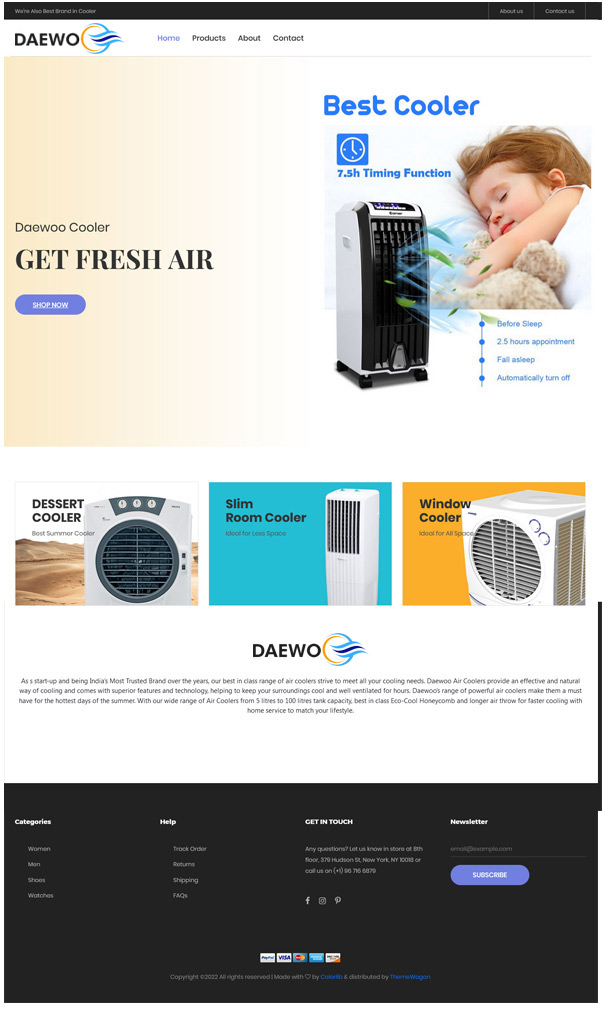 Air Cooler Business Website Theme